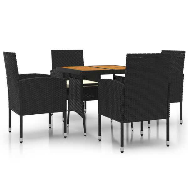 vidaXL 5 Piece Outdoor Dining Set Poly Rattan Black