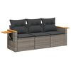 vidaXL 3 Piece Garden Sofa Set with Cushions Grey Poly Rattan
