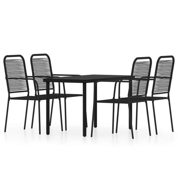 vidaXL 5 Piece Garden Dining Set Black