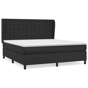 vidaXL Box Spring Bed with Mattress Black 153x203 cm Queen Size Faux Leather