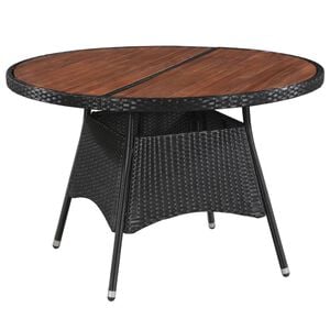 vidaXL Dining Table | Brown and Black | Poly Rattan | 115x74 cm | Sturdy