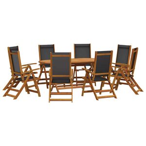 vidaXL 9 Piece Garden Dining Set Solid Wood Acacia and Textilene