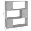 vidaXL Book Cabinet Room Divider Concrete Grey 80x24x94 cm Engineered Wood