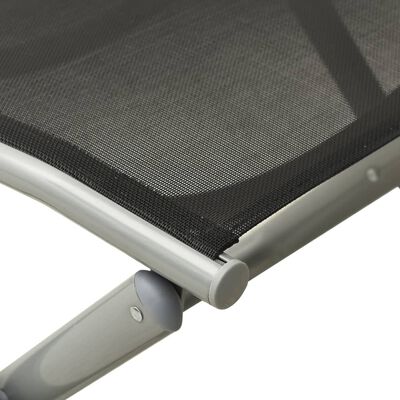 vidaXL Folding Footrest Black and Silver Textilene and Aluminium