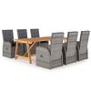 vidaXL 7 Piece Garden Dining Set Grey