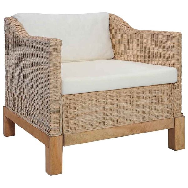 vidaXL 2 Piece Sofa Set with Cushions Natural Rattan