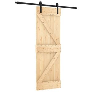 vidaXL Sliding Door Natural and Black 70 x 210 cm Solid Pine Wood