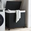 vidaXL Laundry Basket with Wheels Black 60x35x60.5 cm Rattan