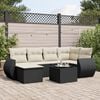 vidaXL 7 Piece Garden Sofa Set with Cushions Black Poly Rattan