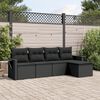 vidaXL 5 Piece Garden Sofa Set with Cushions Black Poly Rattan