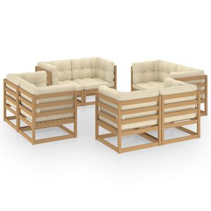 vidaXL 8 Piece Garden Lounge Set with Cushions Solid Pinewood