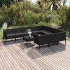 vidaXL 11 Piece Garden Lounge Set with Cushions Poly Rattan Black