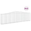 vidaXL Arched Gabion Baskets 15 pcs 400x30x100/120 cm Galvanised Iron