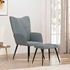 vidaXL Relaxing Chair with a Stool Light Grey Fabric