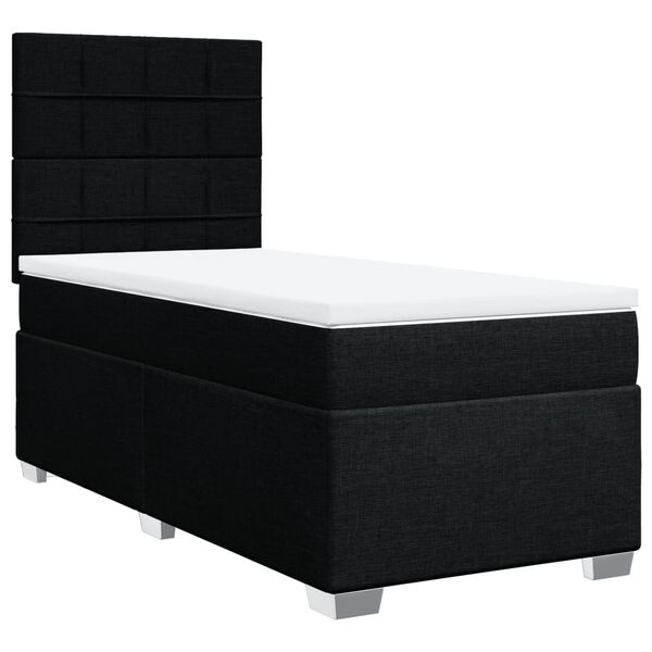 vidaXL Box Spring Bed with Mattress Black King Single Fabric
