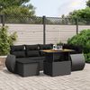 vidaXL 7 Piece Garden Sofa Set with Cushions Black Poly Rattan