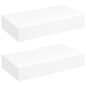vidaXL Floating Wall Shelves with Drawers 2 pcs White 48 cm