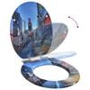 vidaXL WC Toilet Seats 2 pcs with Soft Close Lids MDF New York Design