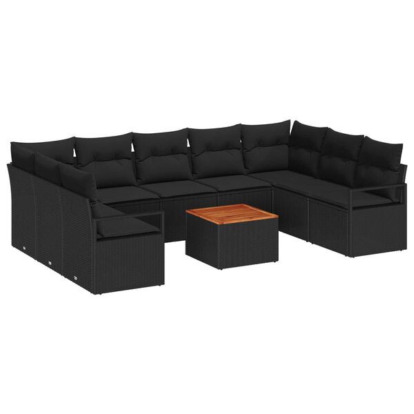 vidaXL Garden Sofa Set 10 pcs Black