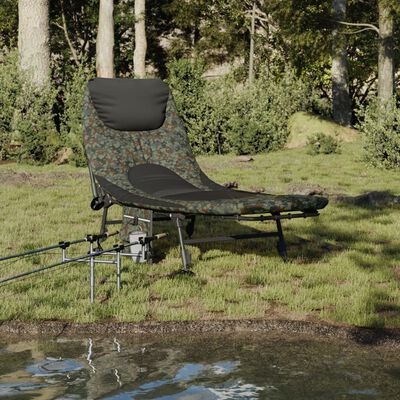 vidaXL Fishing Bed with Adjustable Mud Legs Foldable Camouflage