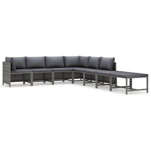 vidaXL 8 Piece Garden Lounge Set with Cushions Poly Rattan Grey