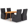 vidaXL 5 Piece Garden Dining Set Black