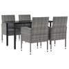 vidaXL 5 Piece Garden Dining Set Grey and Black Poly Rattan and Steel