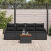 vidaXL Garden Sofa Set with Storage 5 pcs Black Poly Rattan
