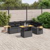 vidaXL 7 Piece Garden Sofa Set with Cushions Black Poly Rattan