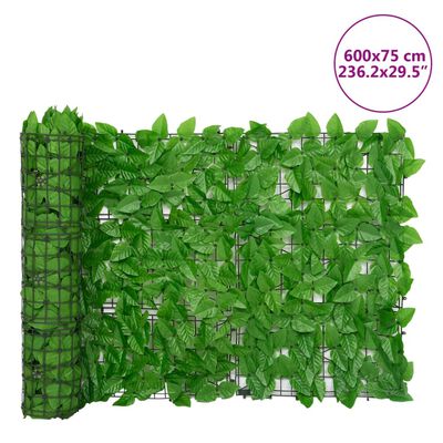 vidaXL Balcony Privacy Screen with Green Leaves 600x75 cm