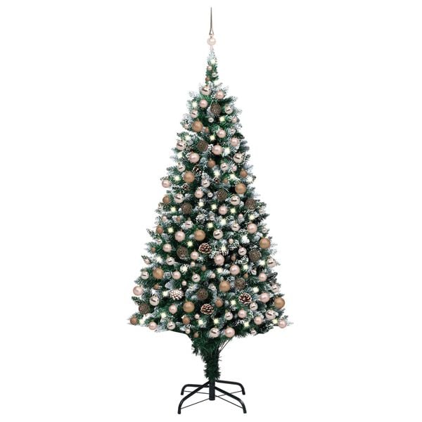 vidaXL Artificial Pre-lit Christmas Tree with Ball Set&Pine Cones 240 cm