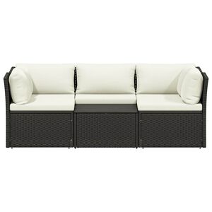 vidaXL 4 Piece Garden Lounge Set with Cushions Poly Rattan Brown