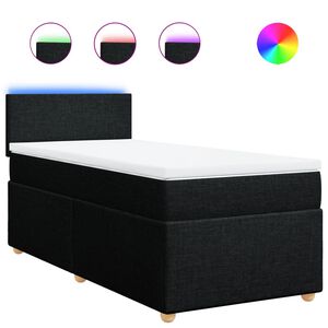 vidaXL Box Spring Bed with Mattress Black King Single Fabric