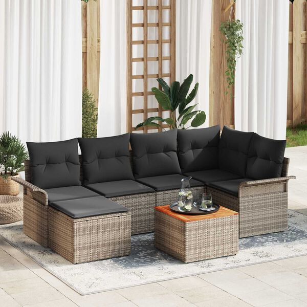 vidaXL Garden Sofa Set with Cushion with Storage 7 pcs Grey