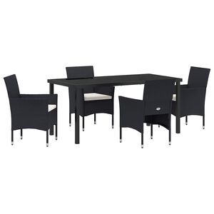 vidaXL Garden Dining Set 5 pcs Black Poly Rattan