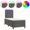 vidaXL Box Spring Bed with Mattress&LED Dark Grey 106x203 cm King Single Size Velvet