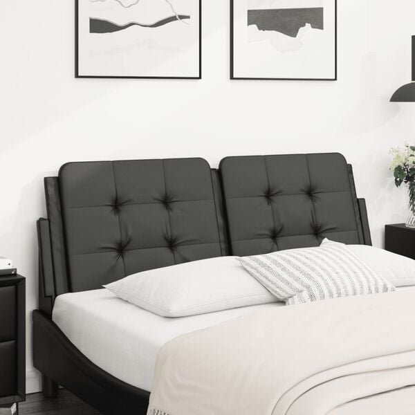 vidaXL Headboard Cushion "Zadar" Black 137 cm Double Faux Leather