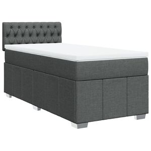 vidaXL Box Spring Bed with Mattress Dark Grey King Single Fabric