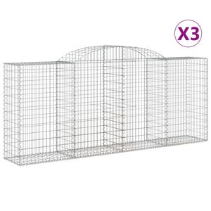 vidaXL Arched Gabion Baskets 3 pcs 300x50x120/140 cm Galvanised Iron