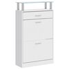 vidaXL Shoe Cabinet with a Drawer and a Top Glass Shelf Wood White