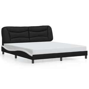 vidaXL Bed Frame without Mattress "Hvar" Black and White 180x200 cm King Faux Leather