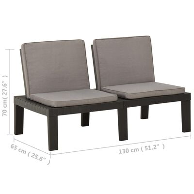 vidaXL Garden Lounge Bench with Cushion Plastic Grey