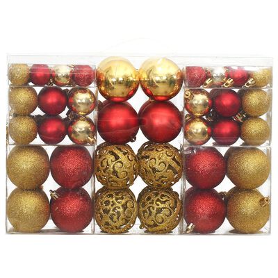 vidaXL Christmas Baubles 100 pcs Gold and Wine Red 3 / 4 / 6 cm