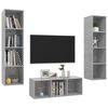 vidaXL 3 Piece TV Cabinet Set Concrete Grey Engineered Wood