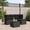 vidaXL 5 Piece Garden Sofa Set with Cushions Black Poly Rattan