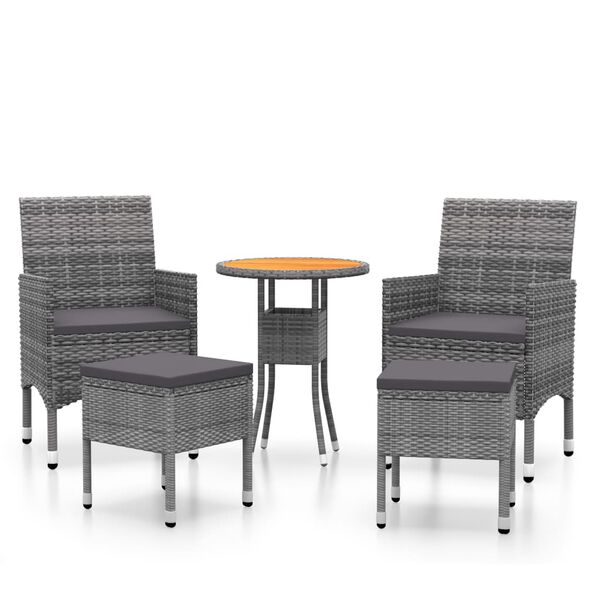 vidaXL 5 Piece Garden Lounge Set Poly Rattan Grey