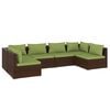 vidaXL 6 Piece Garden Lounge Set with Cushions Poly Rattan Brown