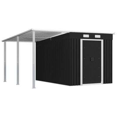 vidaXL Garden Shed with Extended Roof Anthracite 336x270x181 cm Steel