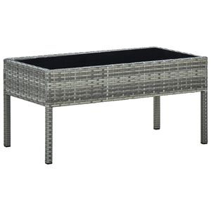 vidaXL Garden Table | Grey | PE Rattan, Steel, Glass | Medium | Durable
