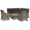 vidaXL 6 Piece Garden Lounge Set with Cushions Grey Poly Rattan